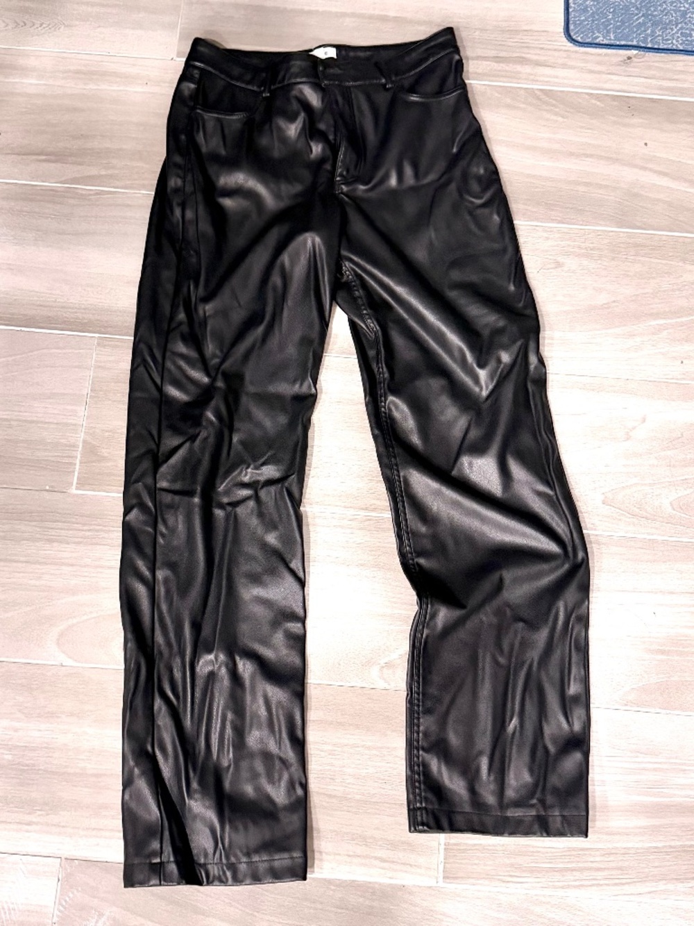 Garage black straight leg high-waist leather pants